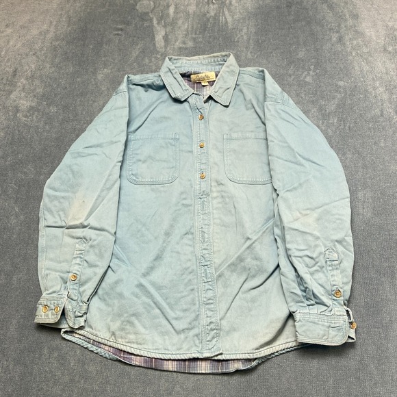 Cabelas Tops - VTG Cabelas Shirt Women Large Blue Cotton Flannel Lined Long Sleeve Button Up